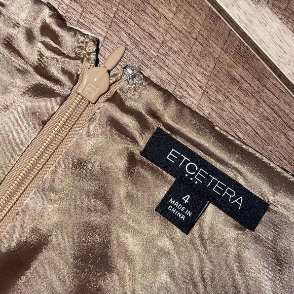 Etcetera Snake Print Mini Pencil Skirt Faux Leather Lined‎ Size 4 Tan Sage Green - Picture 5 of 9